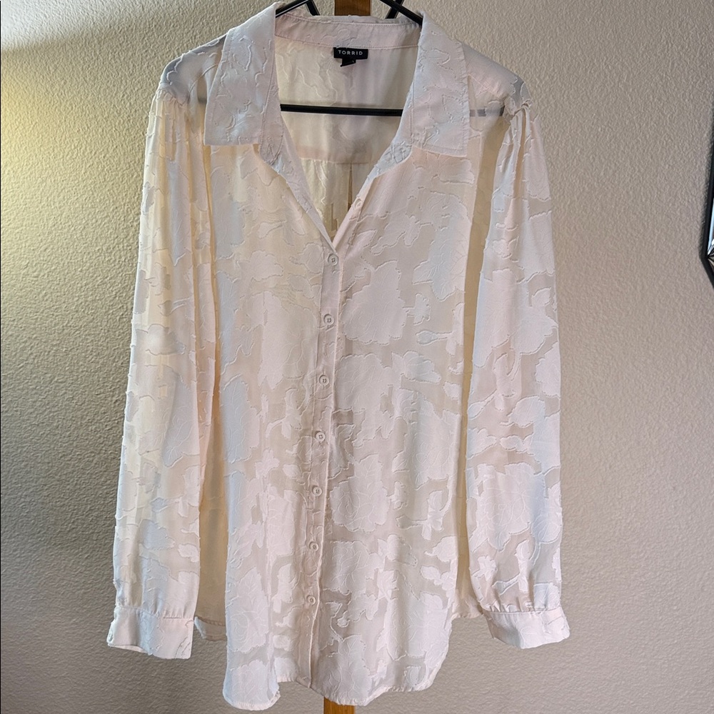 Torrid Cream Button Down Shirt